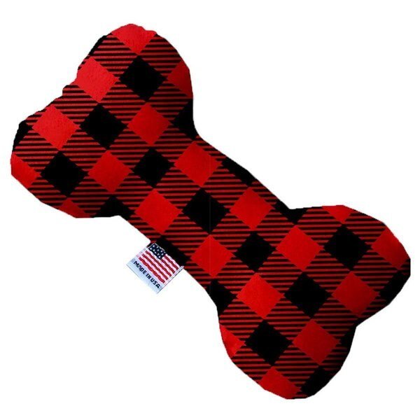 Red Buffalo Check Canvas Bone Dog Toy 8 in., Mirage Pet Products, Mfr#: 1301-CTYBN8